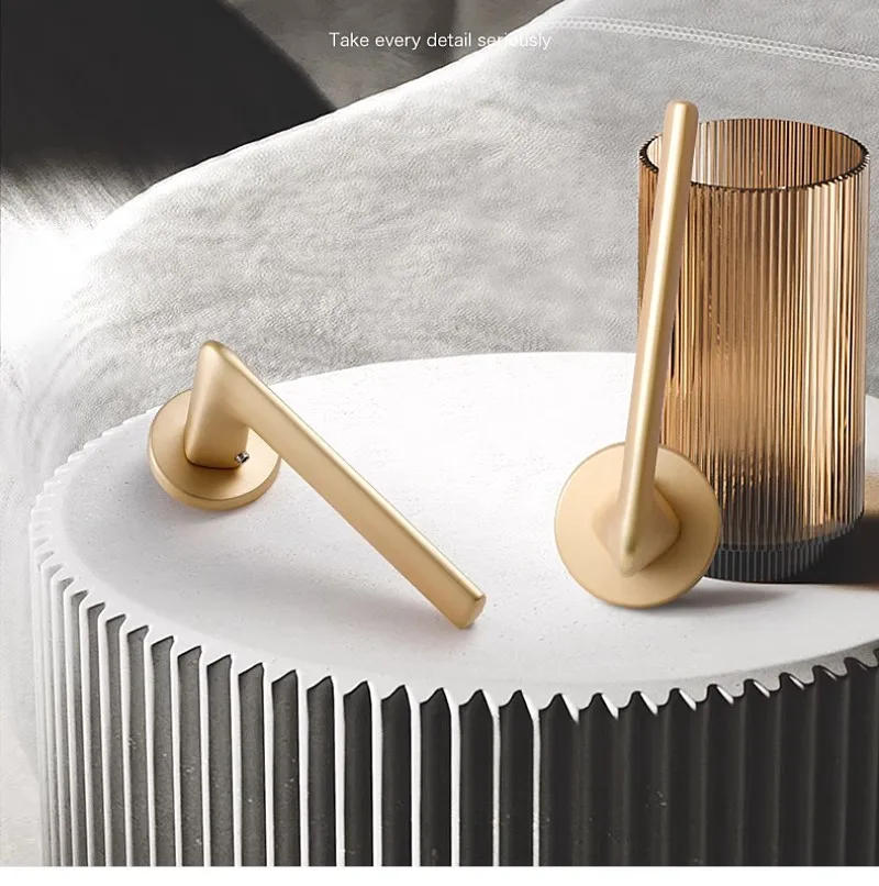 Description Picture 2 of itemGold Zinc Alloy Bedroom Door Lock Interior Wooden Door Handle Lock Body Set Mute Security Door Lock Home Hardware with Key