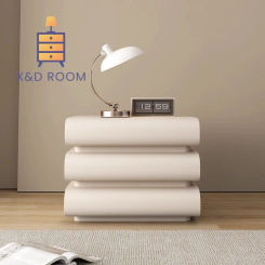 X&D Light Luxury Solid Wood Bedside Table Bedroom Home Use Cream Style Bedside Table Leather Bedside Table Storage Cabinet New