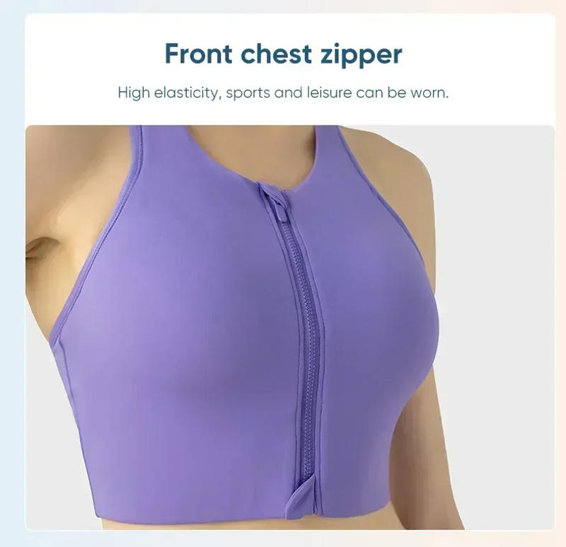 Description Picture 6 of itemLemon High Support Front-Zip Yoga Bra Women Sport Bra Zipper Front Adjustable Straps Fixed Cups Yoga Dancing GYM Exercise Vest