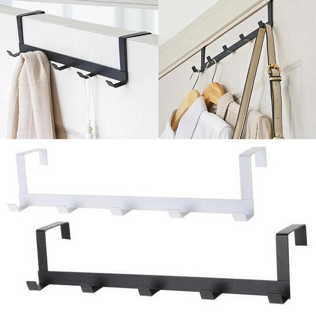 Description Picture 4 of itemHooks Over The Door 5 Hooks Home Bathroom Organizer Rack Clothes Coat Hat Towel Hanger New Bathroom Kitchen Accessories Holder