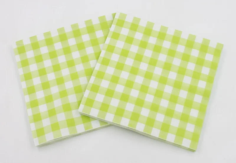Description Picture 3 of item100 Counts Printed Paper Napkins Disposable Checkered Cocktail Napkins 2 Layers Wedding Birthday Picnic Tea Party