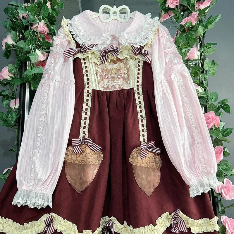 Description Picture 5 of itemSweet Lolita Blouse Girls Cute Bow Lace Peter Pan Collar Long Sleeve Shirts Tops Black High Waist Slim Woman Blouses 2022 Autumn