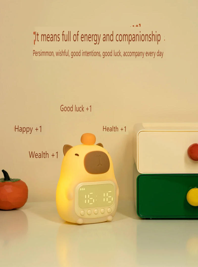 Description Picture 6 of itemCapybara Led Night Light Silicone Rechargeable Digital Alarm Clock Dimmable Table Lamp Timing USB Charge Children Birthday Gift