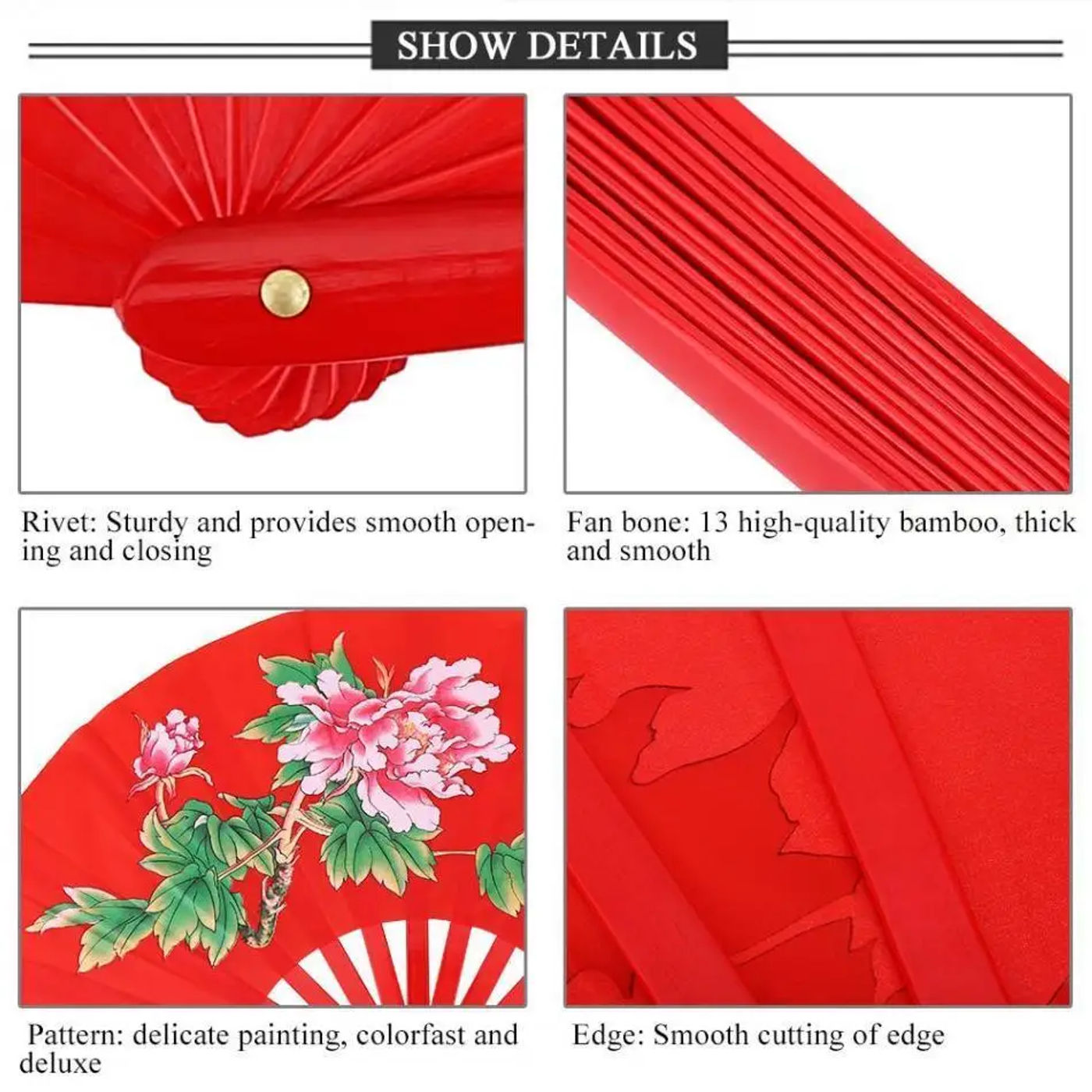 Description Picture 3 of itemTai Chi Folding Fan - Bamboo Martial Arts Performance Fan for Kung Fu & Wushu - Red, Gold, Black Colors