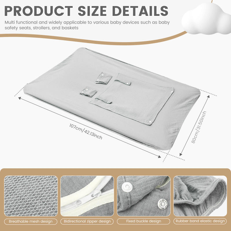 Description Picture 3 of itemBaby Car Seat Cover Universal Baby Stroller Accessories 3 Modes Windproof Infant Carrier Canopy with Two Way Zipper for Travel