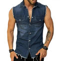 Classic  Vest Coat Breathable Men Denim Vest Cardigan Jacket Sleeveless 3D Cutting Denim Jacket Streetwear