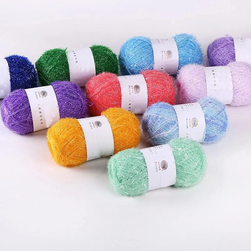 Description Picture 6 of itemGlass Fiber Sparkling Light DIY Handicraft Weaving Material DIY Yarn Ball Silk Thread Dishwashing Towel Shiny Silk Thread