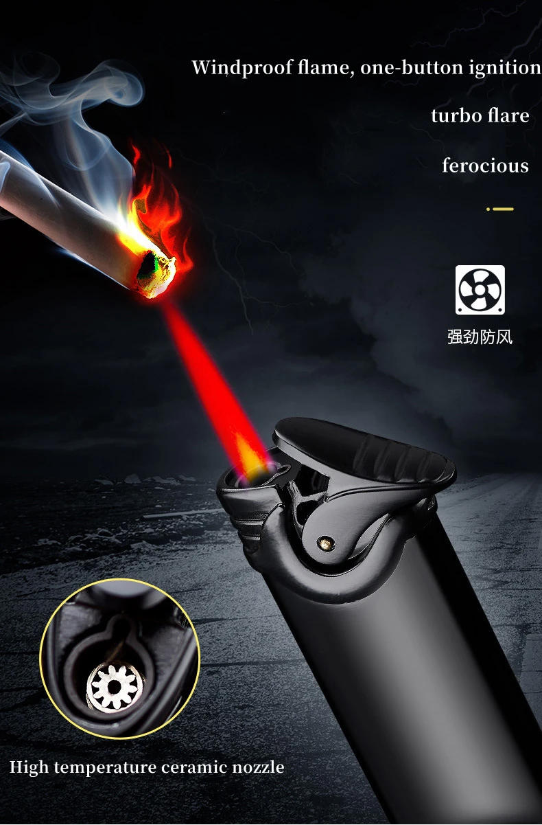 Description Picture 4 of itemCreative Owl Torch Butane Gas Lighter Metal Spray Gun Red Jet Flame Compact Turbo Cigar Smoking Accessories Gadgets For Men