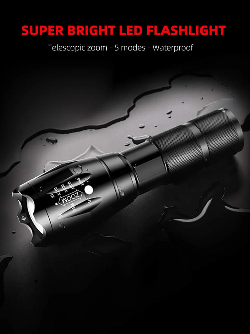 Description Picture 4 of itemPortable Rechargeable Zoom LED Flashlight XP-G Q5 Mini Flash Light Torch Lantern 3 Lighting Modes Camping Lamp