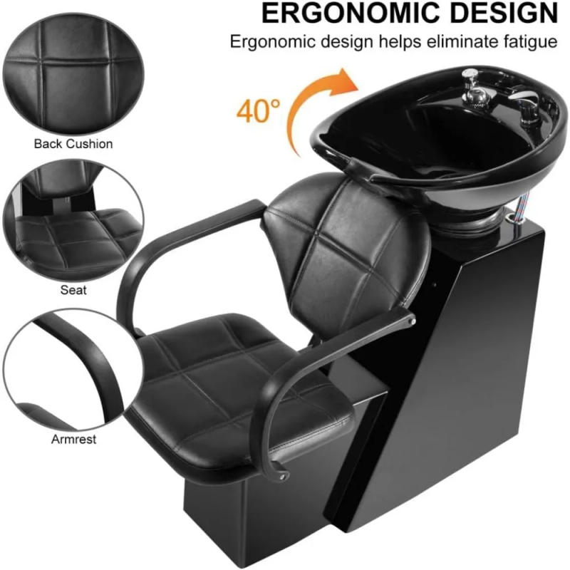 Description Picture 4 of itemShampoo Bowl Backwash Barber Chair Adjustable Ceramic Bowl Sink W/Rubber Headrest for Salon Beauty Spa Equipment (Black)