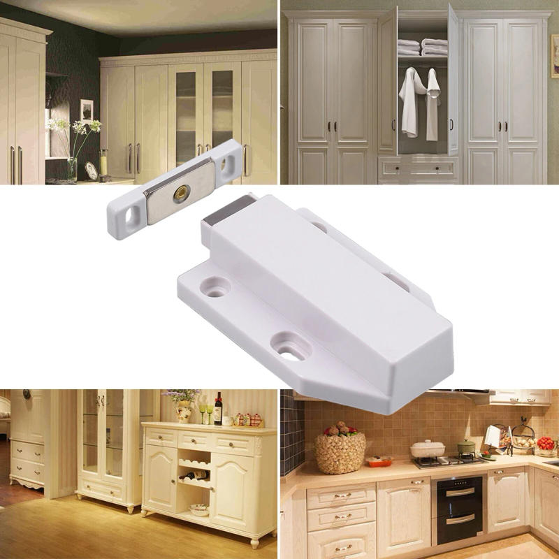 Description Picture 6 of itemTouch Release Hinge Doors Catches Latch Cabinet Cupboard Hardware Magnetic Metal Plastic Single Suction Tool White