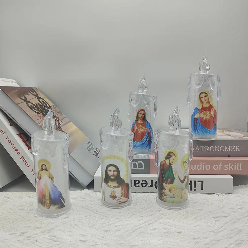 Description Picture 6 of itemJesus Catholic Christian Religious Ceremony Virgin Electronic Flameless LED Devotional Prayer Candles Light Religious Decoration