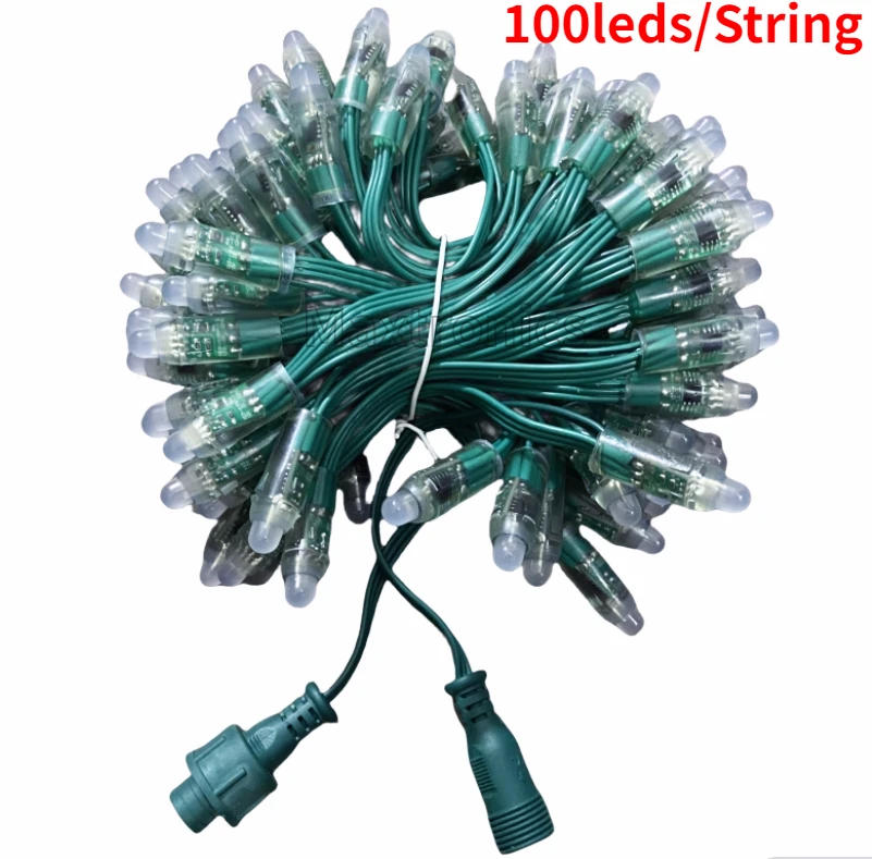 Description Picture 5 of item500-1000pc DC12V WS2811 RGB LED Modules 12mm String Light IP68 Waterproof Connector Programmable 18AWG Green Wire Led Pixel Lamp