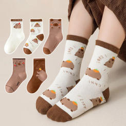 5Pairs Cute Bear Socks For Kids Mid Tube Socks 3-12Year Boy Girl Baby Cotton Sock Autumn Winter Warm Stockings Children Footwear
