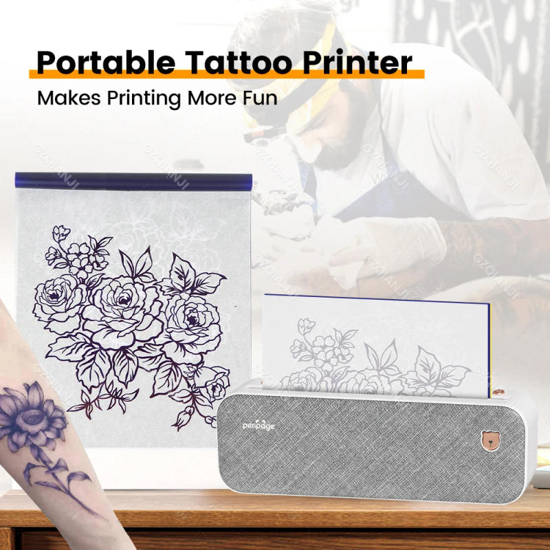Description Picture 2 of itemA4 Thermal Printers Wireless Tattoo Transfer Bluetooth USB Mobile Printer Machine Text PDF Document Printing Maker with Paper