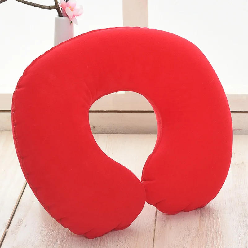 Description Picture 4 of item1pc Inflatable C-shaped Pillow Travel Neck Pillow Portable Round Pillow Cushion