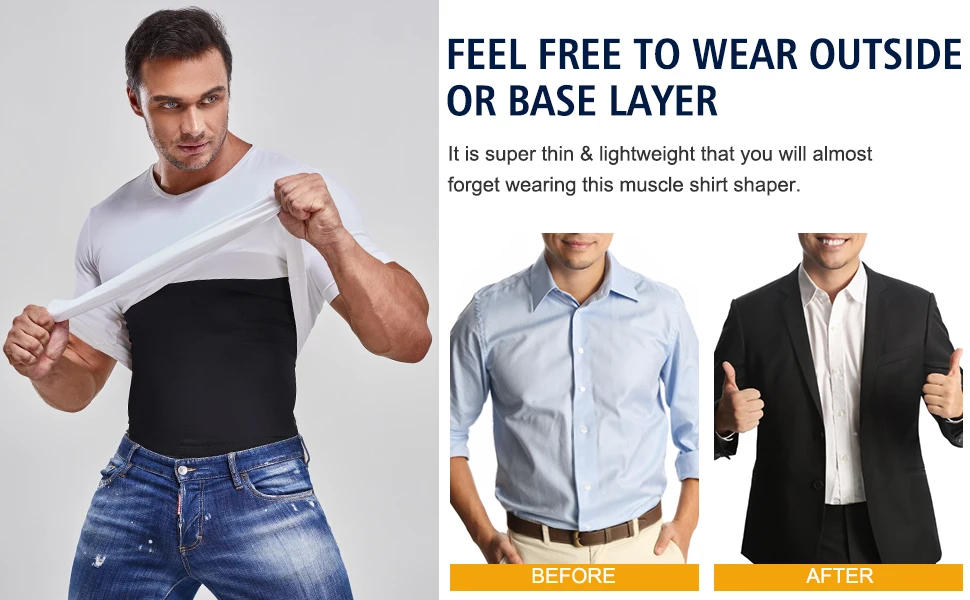 Description Picture 2 of itemMens Compression Shirts Slimming Body Shaper Vest Workout Tank Top Tummy Control Shapewear Abs Abdomen Corset Undershirt