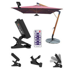 Solar Powered LED Umbrella Lights Remote Control Clip-On Umbrella Lamp IP65 Waterproof Umbrella Pole Light for Garden Decoration