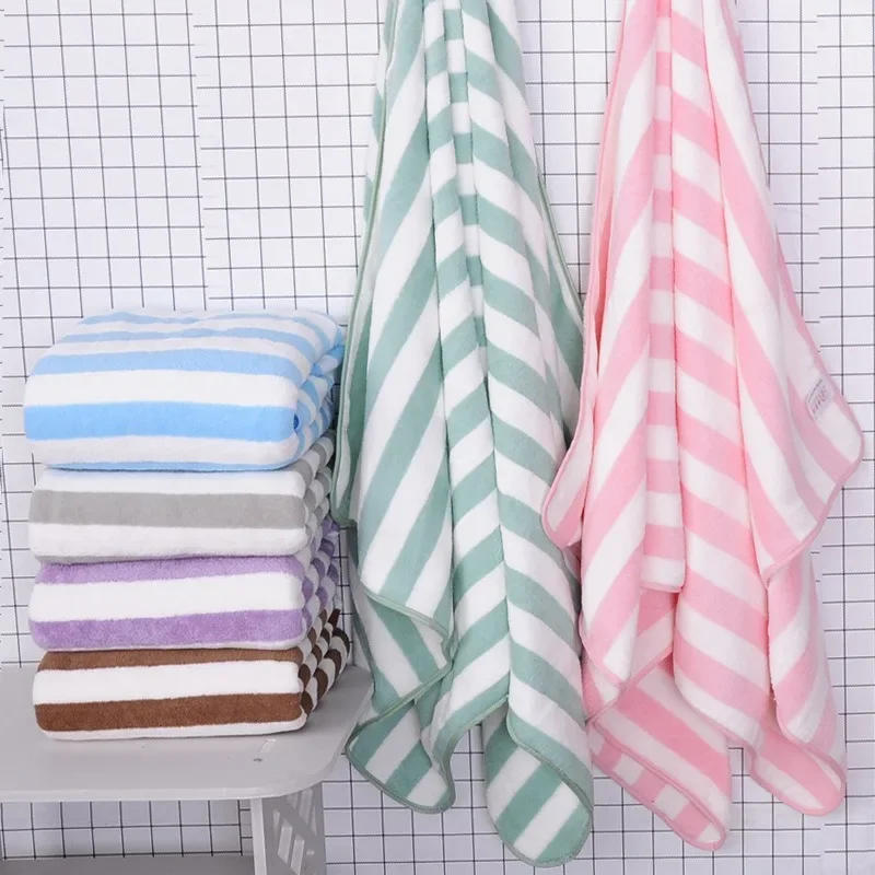 Description Picture 5 of itemSimple Stripes Absorbent Quick Drying Bath Towel Sets Soft Adults Face Hand Towels Bathroom Microfiber Comefor Swim Bath Towels