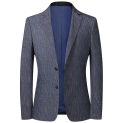 Lansboter Grey Men Suit Striped Spring and Autumn Thin Jacket Korean Version Slim Fit Small Suit Coat