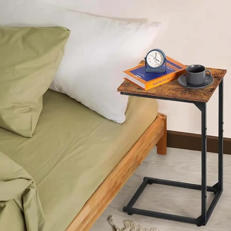 Description Picture 6 of itemC Shaped End Table Set of 2, Tall Side Table for Couch, Sofa Table with Metal Frame for Living Room, Couch Tables