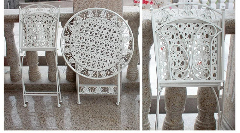 Description Picture 5 of itemNordic Table and Chair Furniture Three-Piece Combination Garden Balcony Terrace Iron Foldable Leisure Outdoor Design Chair Set