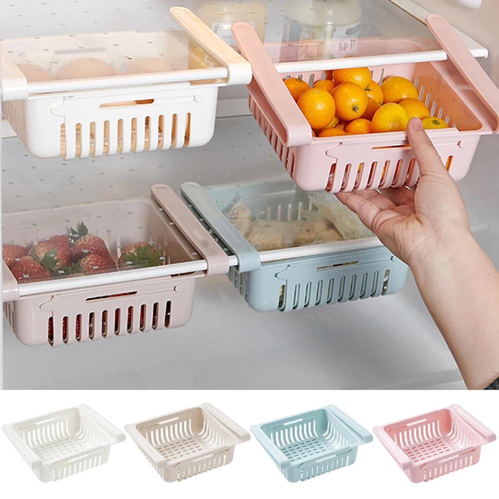 Description Picture 4 of itemKitchen Fruit Food Storage Box Plastic Fridge Organizer Slide Under Shelf Drawer Box Rack Holder Refrigerator Storage Containers