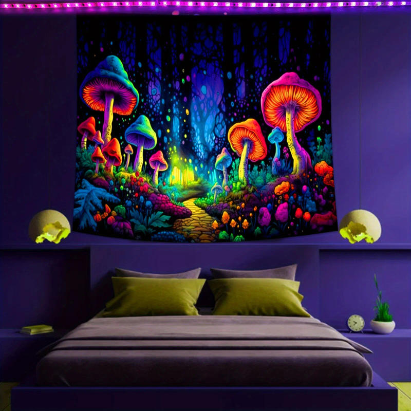 Description Picture 3 of item1Pcs 75x58cm Tree of Life Tapestry BlackLight Sun Moon Stars Galaxy Colorful Hippie Psychedelic Bedroom Dorm Decor Aesthetic
