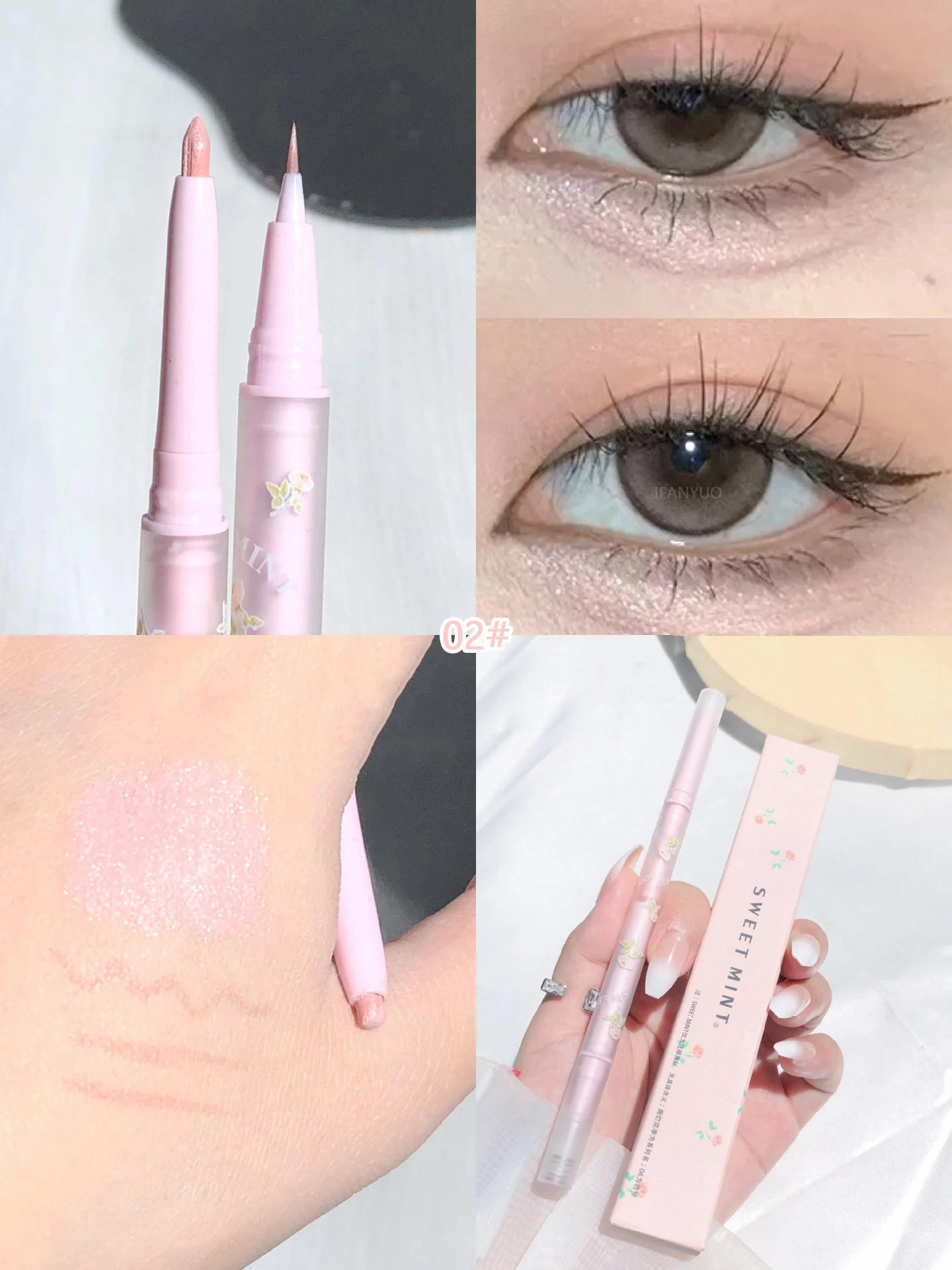 Description Picture 6 of item2In1 Matte Highlighter Lying Silkworm Pen Double Head High Gloss Liquid Eyeliner Glue Smooth Lasting Quick-drying Big Eye Makeup