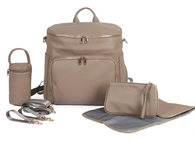 Description Picture 2 of itemBaby Diaper Bag Backpack Solid PU Leather Mummy Maternity Bag Large Capacity Travel Back Pack Stroller Bags with Changing Pad