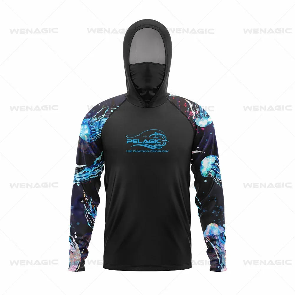 Description Picture 5 of itemPelagic Gear-Long Sleeve Hooded Face Cover, Fishing Shirts, UV Protection, Fishing Face Mask Clothes, New Tops, Upf 50