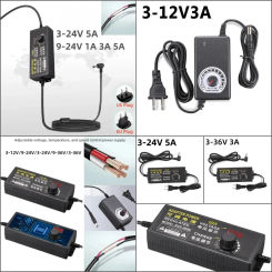 Adjustable Adapter AC100-220V To DC 3-24V 5A 9-24V 3-36V 3A Power Supply Universal DC Adapter with Display Screen Dimmer Switch