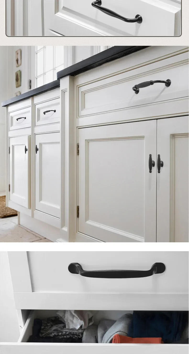 Description Picture 6 of itemBlack American Cabinet Handle Drawer Knobs Aluminum Alloy Kitchen Door  Knobs and Pulls Furniture Handles