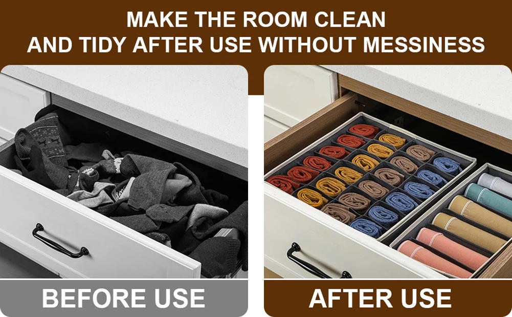 Description Picture 3 of itemSock Underwear Organizer Drawer Divider Foldable Closet Organizers Bins Cabinet Organization Storage Box for Socks Underwear Tie