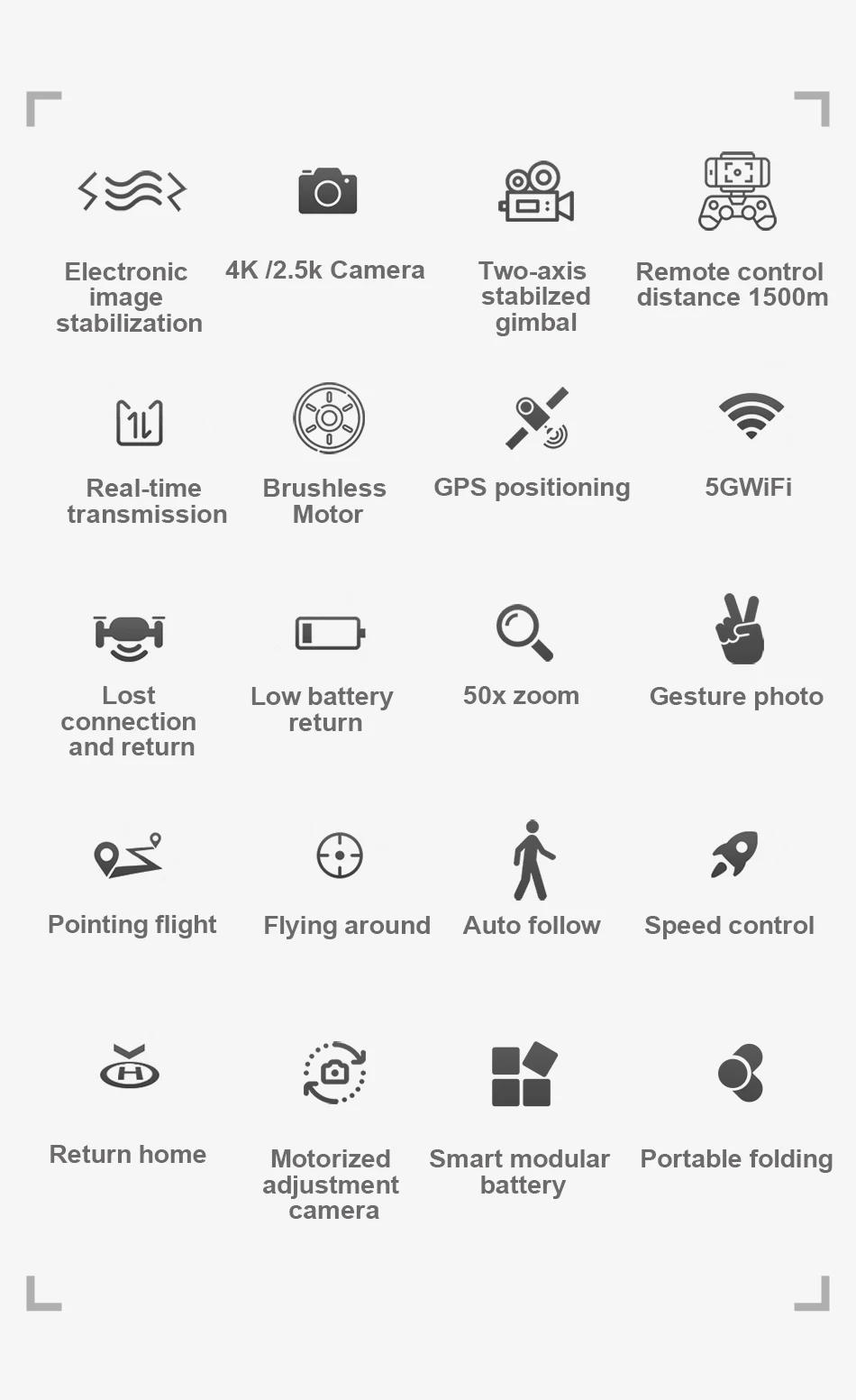 Description Picture 3 of itemSJRC F11 Pro 4K F11s Pro 4K Camera Drone GPS 5G FPV HD 2 Axis Stabilized Gimbal EIS Professional Brushless Quadcopter RC Dron