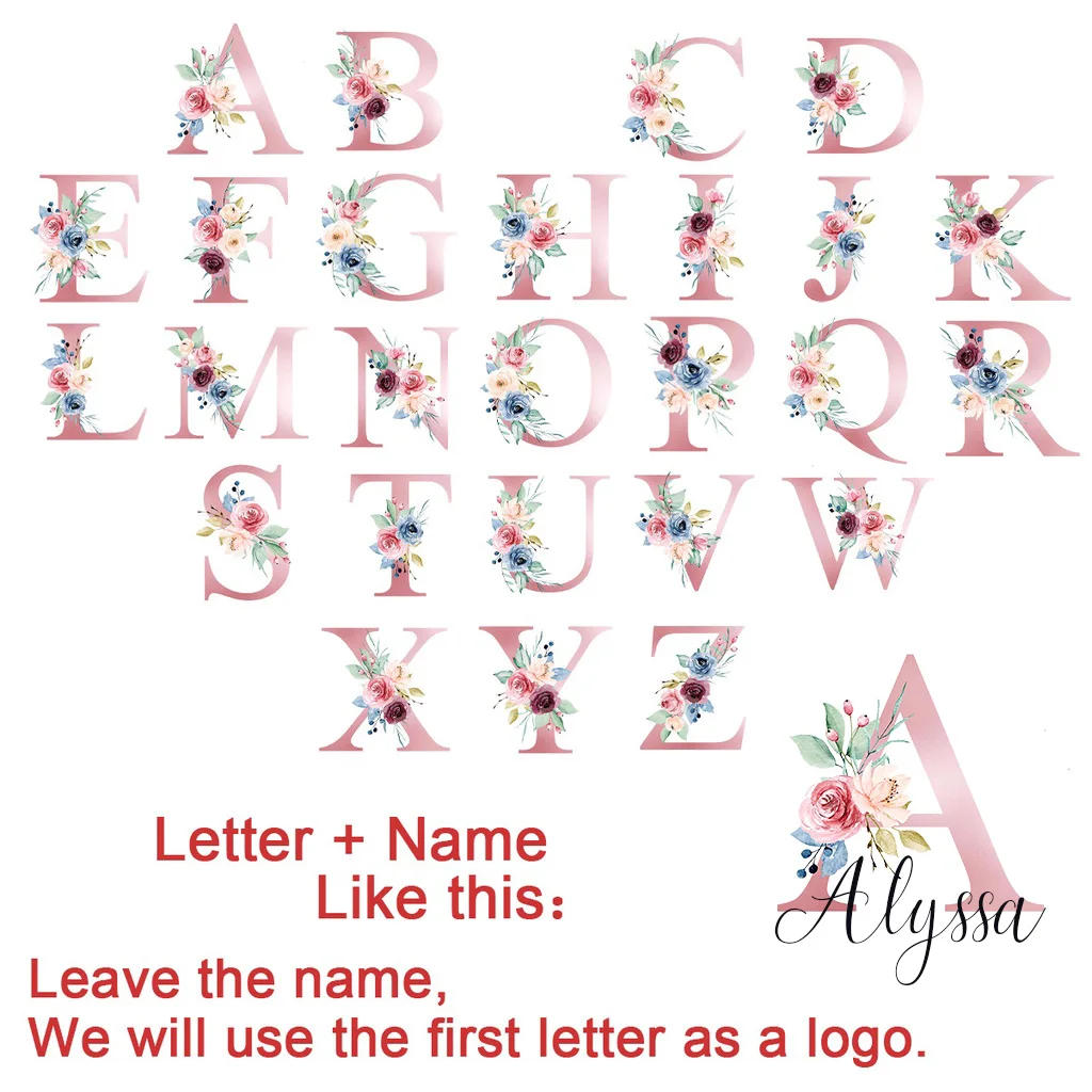 Description Picture 2 of itemPersonalised Pillow Cases Custom Initial Flower with Name Cushion Cover Decortion Pillowcase Housewarming Birthday Wedding Gifts