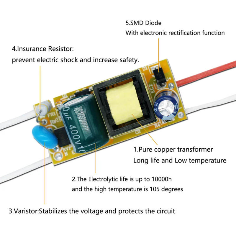 Description Picture 4 of item8W 9W 10W 11W 12W 300mA Non-Isolated Drive Constant Current Transformer OutputDC24-46V Suitable for LED Panel Light Chandelier