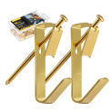 20Sets 100LB Golden Heavy Duty Picture Hangers with Nails Photo Frame Hooks Drywall Oil Painting Mirror Picture Hanging Hook