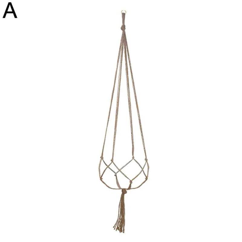 Description Picture 6 of item1pcs Braided Rope Hanging Basket  Flower Pot Straw Macrame Net Hanger Garden Holder Craft Plant Balcony Decor Accessories