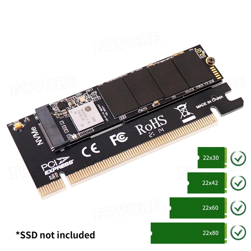 Description Picture 6 of itemNVME M2 M.2 M Key SSD to PCIe PCI-e Converter Adapter Card Add On Cards For 2230 2242 2260 2280 Support PCI ExpressX4 X8 X16