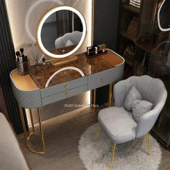 Vanity Makeup Desk Dresser Toiletries Vanity Desk Night Stands Silver Wooden Makeup Stand Vintage Glass Woman Dressing Furniture