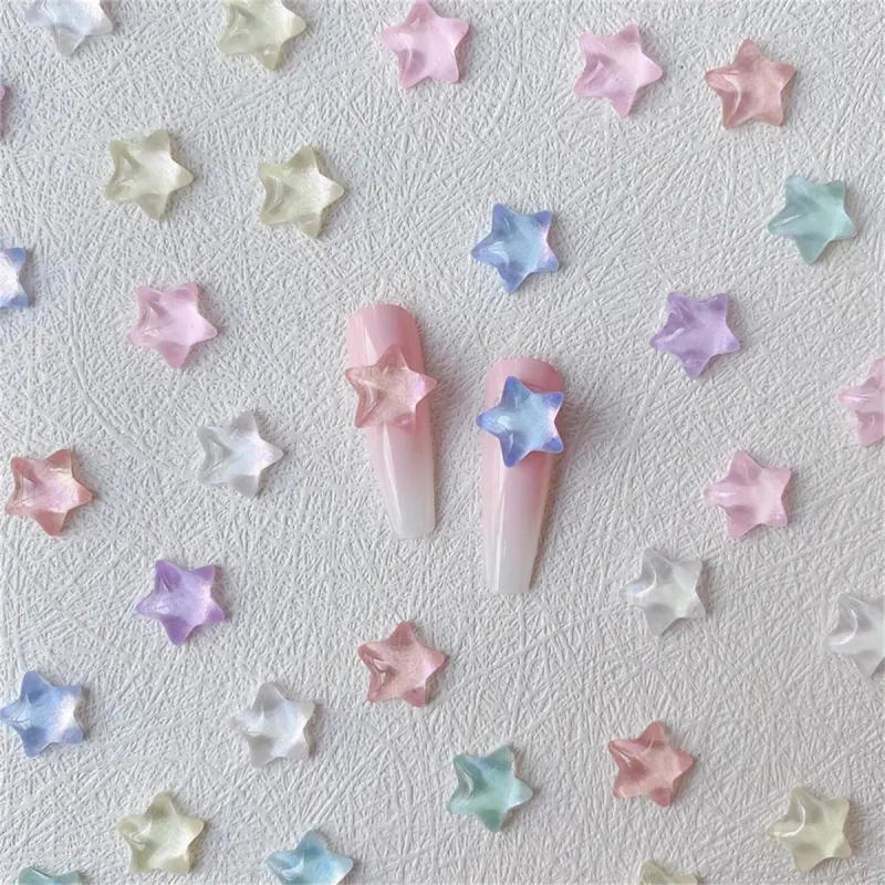 Description Picture 2 of item10pcs 3D Colorful Resin Crystal Star Nail Art Charms Kawaii Pentagram Nail Rhinestones Decorations DIY Nail Accessories Supplies