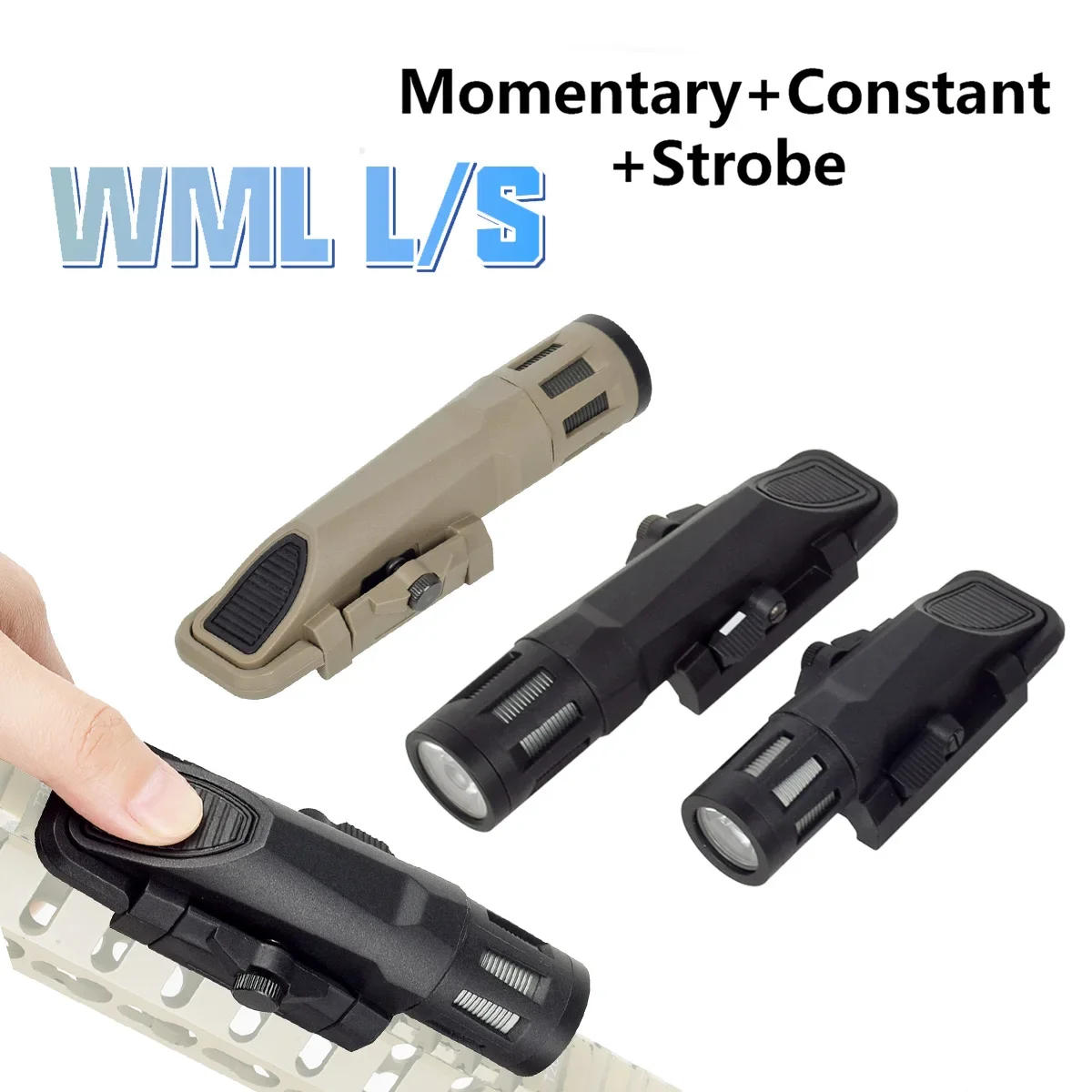 Description Picture 6 of itemTactical WML Flashlight Long Short Hunting Weapon LED Lights Costant Strobe Airsoft Rifle Constant Momentary for 20mm Rail