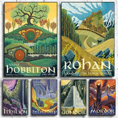 Retro Travel Abstract Ring Art Poster Canvas Painting Vintage Film Mordor Castle Lord Magic Wall Kid Bed Room Home Decor Picture