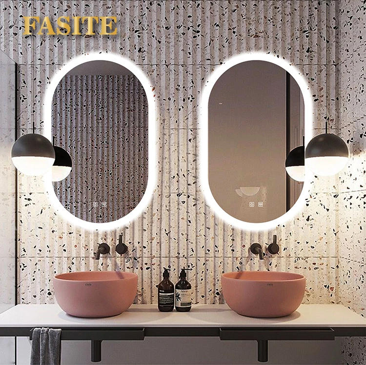 Description Picture 4 of item50x80cm Smart Oval Makeup Bathroom Mirror High Quality Refection Three Color LED Vanity Mirror With Anti-fog Brightness Dimmer