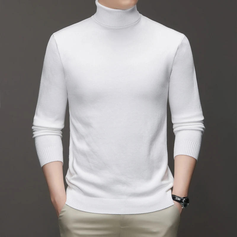 Description Picture 5 of itemMen Knit Tops Pullover Warm Basic for Autumn Winter Sweater Turtleneck Solid Male Fashion Casual Clothing 0754