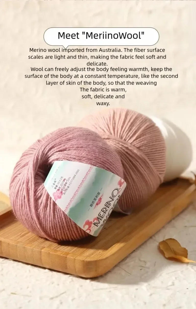 Description Picture 6 of item50g Coarse Wool Merino Yarn Ball DIY Knitting Crochet Hand Sweater Scarf Soft and Cozy