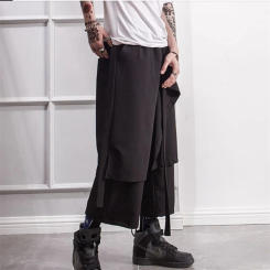Men's Straight Leg Pants Spring And Summer New Hip Hop Trend Singer Singer Patchwork Color Casual Large Size Nine Points Pants