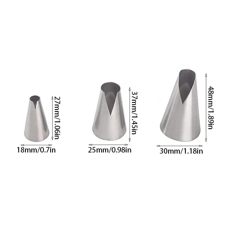 Description Picture 4 of item3 pcs Stainless Steel Russian Piping Tips Set V-Shaped Wave Nozzles for Pastry, Cupcakes, Cakes- asy to Use and Durable Kitchen