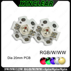 10pcs High Power LED Chips 3W 9W 12W 4Pin 6Pin 8Pin COB SMD Stage Light Doide RGB RGBW RGBWW With 20mm PCB LED Light Beads Board